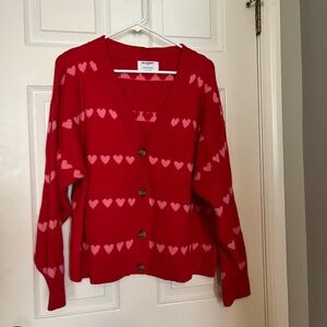 Old Navy Red and Pink Heart Cardigan